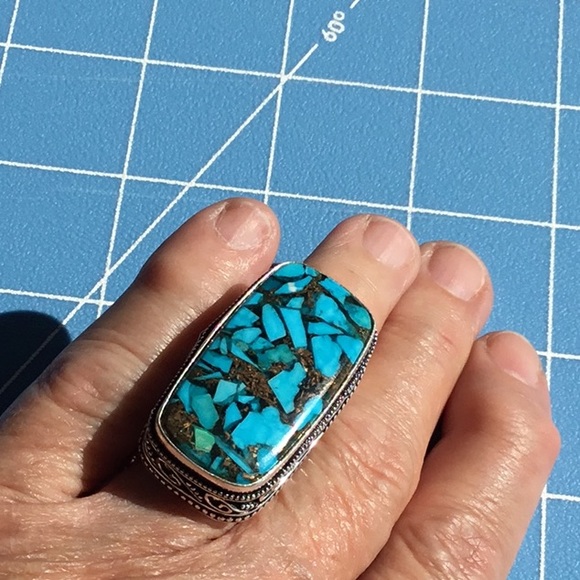 Copper Turquoise Jewelry - Breathtaking Copper Turquoise Pawn Ring 7